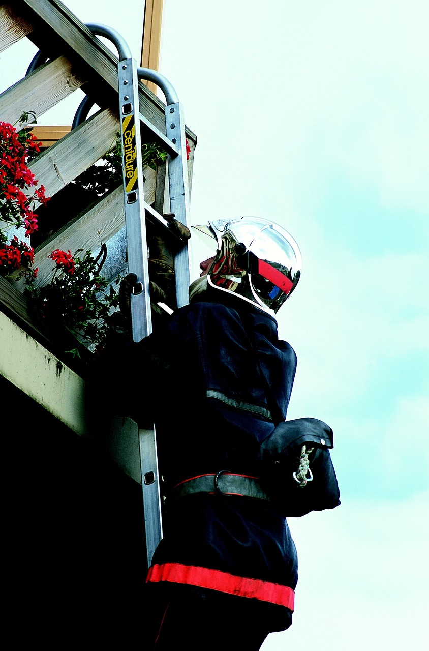 ladder, firefighter, security