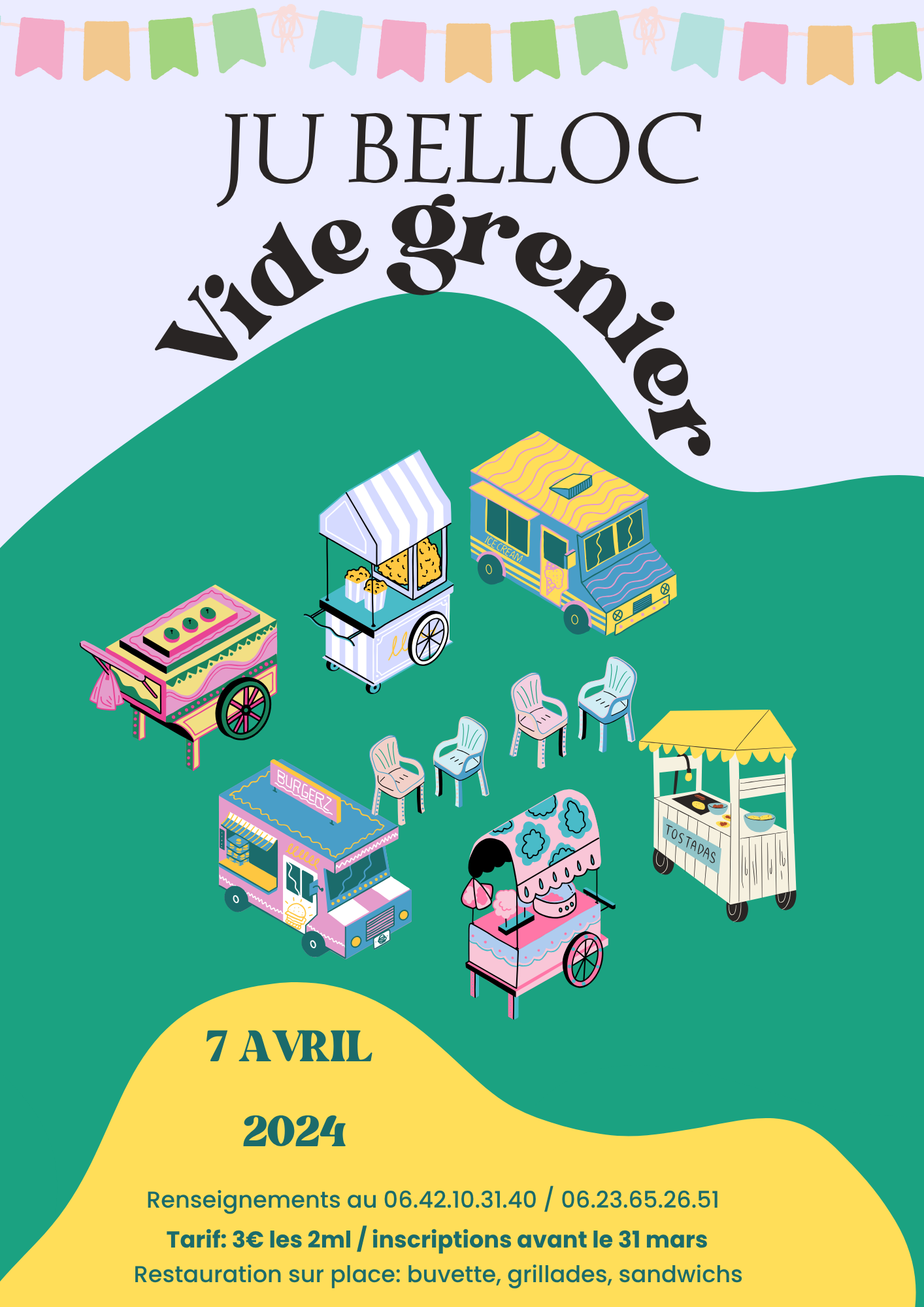 Green Colorful Illustration Food Market Poster