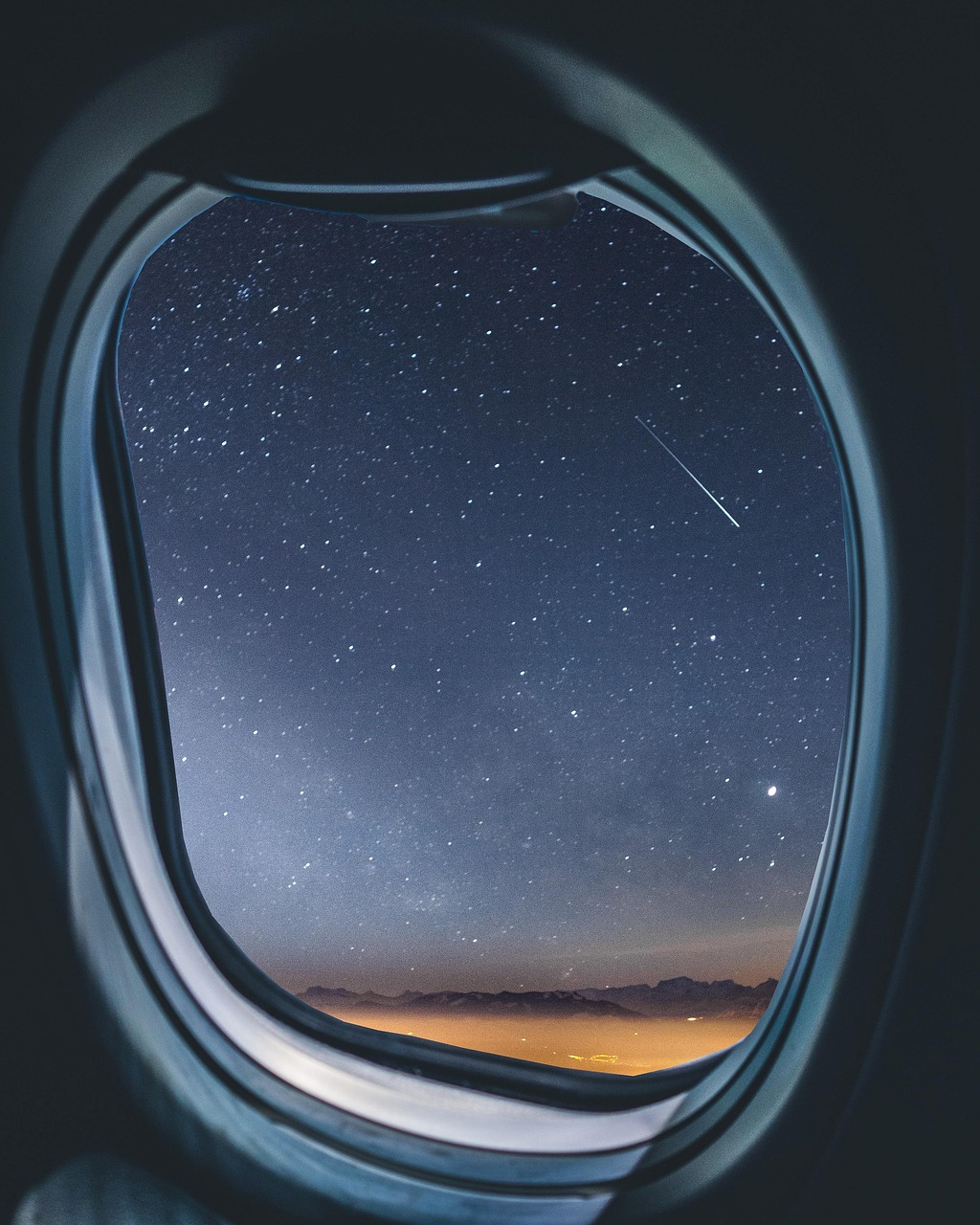 airplane, airplane window, nature, milky way, sky, night sky, starry sky